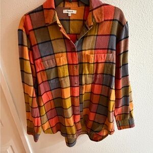 Madewell Orange and Yellow Plaid Shirt